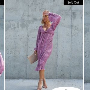 VICI Plisse Cut Out Midi Dress